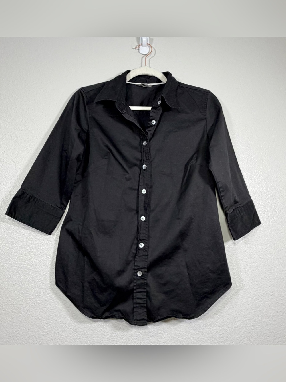Bitten SJP Button-Down Shirt Professional Business Work Black 3/4 Sleeve Women M